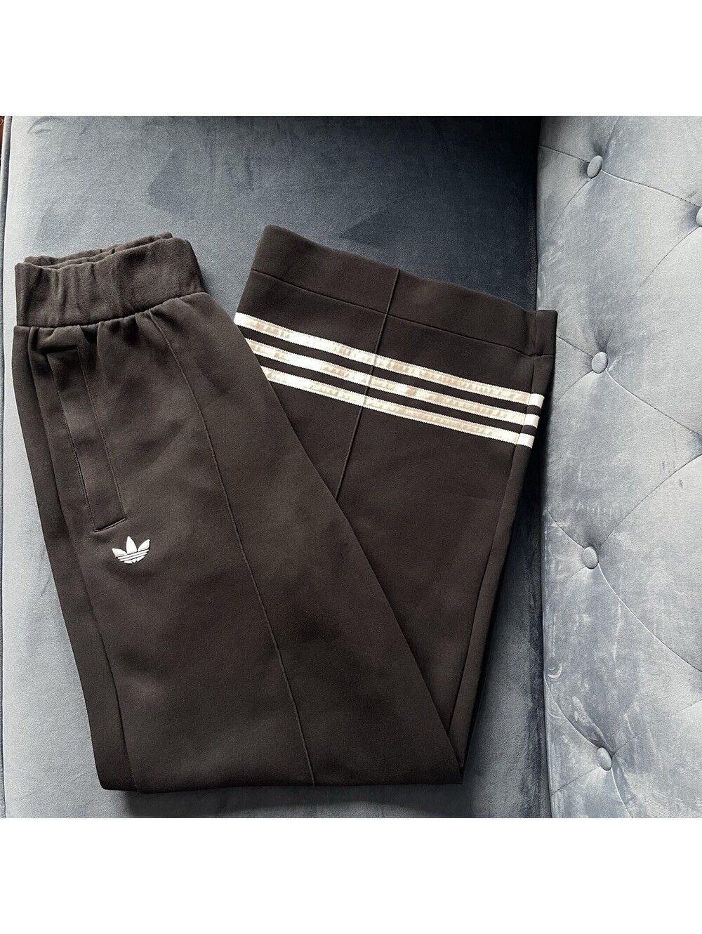 adidas Originals Heavyweight Wide Leg Track Pants Women’s M Black White Stripes